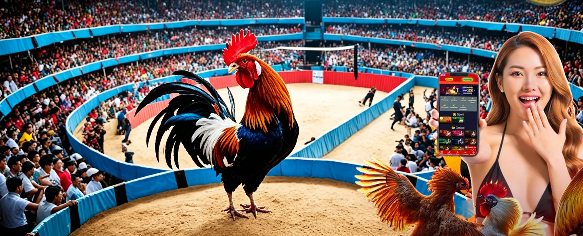 Dynamic multi-sport stadium with live betting odds and spintime logo